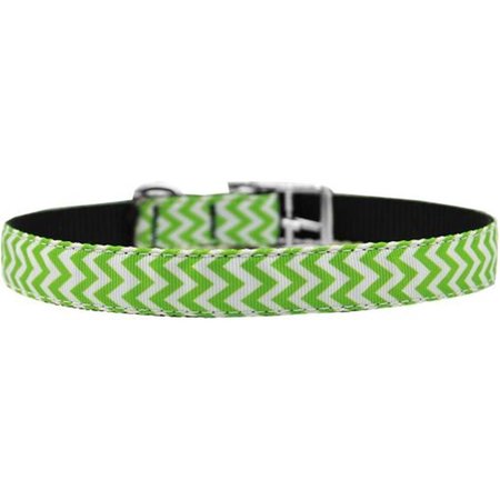 UNCONDITIONAL LOVE 0.75 in. Chevrons Nylon Dog Collar with Classic Buckle, Lime Green - Size 12 UN2453408